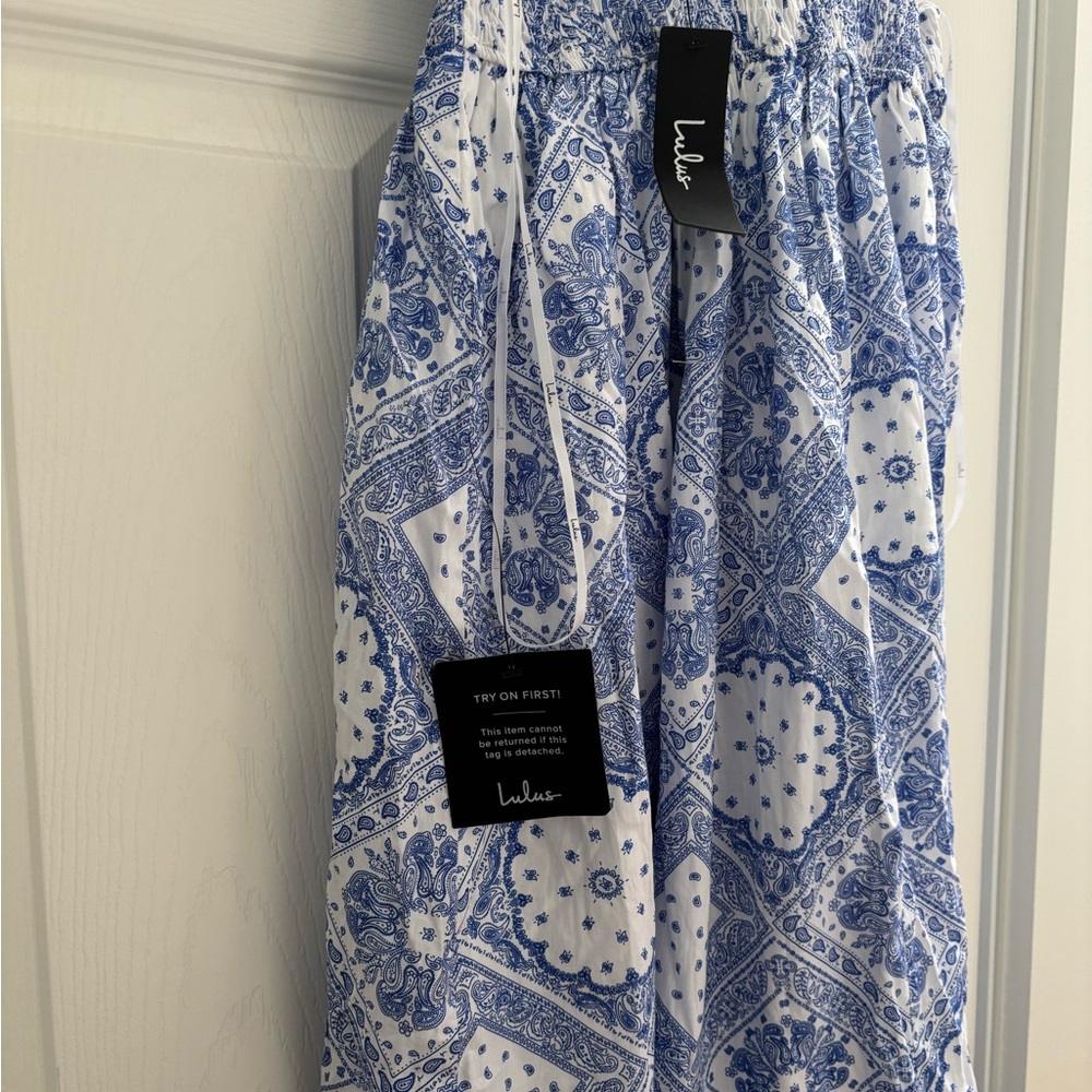 Lulu's Blue and White Sleeveless Maxi Sundress - Picture 7 of 7